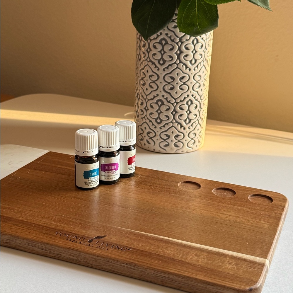 Young Living Wooden Cutting Charcuterie Board with Essential Oils